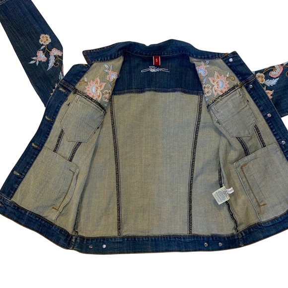 Stetson Womens Floral Embroidered Denim Jacket Medium Wash Blue Coastal Cowgirl - Picture 6 of 6